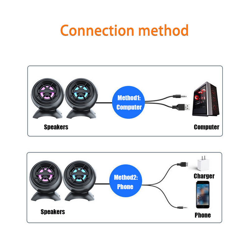 USB laidiniai kompiuterio garsiakalbiai Deep Bass garso dėžutės garsiakalbis nešiojamam kompiuteriui Galingas žemųjų dažnių garsiakalbis stalinis nešiojamasis mini garsiakalbis
