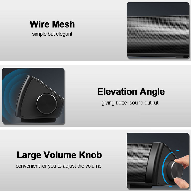 SADA V105 Kompiuterio garsiakalbiai Laidiniai Kompiuterio garso juosta Garsiakalbių Baras Stereo USB maitinamas Mini Long Soundbar, skirtas televizoriui PC stalinis nešiojamasis kompiuteris