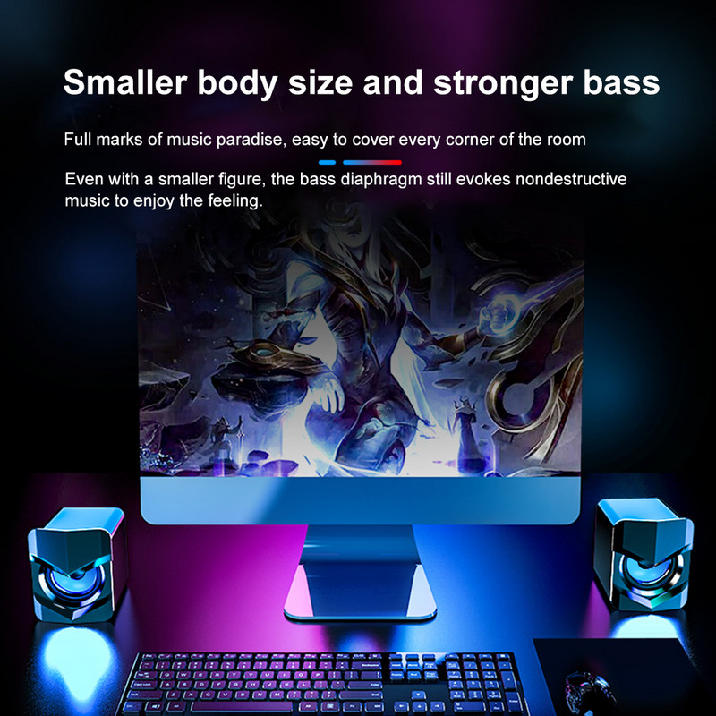 Kompiuterio garsiakalbis Žemųjų dažnių garsiakalbis 3,5 mm laidinis muzikos grotuvas Garso dėžė su USB maitinamas namų garsiakalbis Žemųjų dažnių garsiakalbis mobiliesiems nešiojamiesiems kompiuteriams