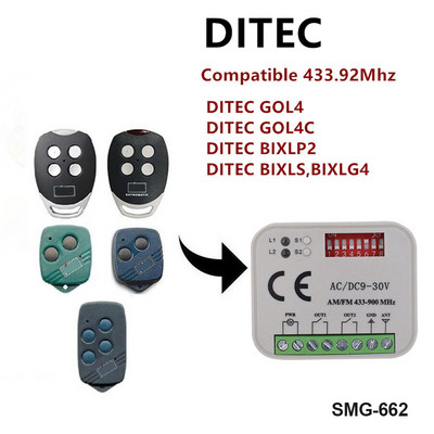 Pentru modulul receptor DITEC BIXLS2 BIXLP2 GOL4 BIXLG4 pentru telecomandă de garaj 433MHz Rolling Code și DITEC GOL4C pentru deschiderea ușii porții