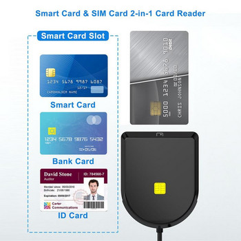Четец на SIM карта/IC банков чип за карти, съвместим с Windows IOS Linux DOD USB 2.0 Четец на смарт карти с общ достъп CAC