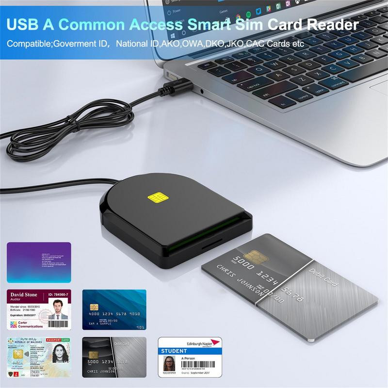SIM kártya/IC bankchip kártyaolvasó kompatibilis a Windows IOS Linux DOD USB 2.0 Common Access CAC Smart Card olvasóval