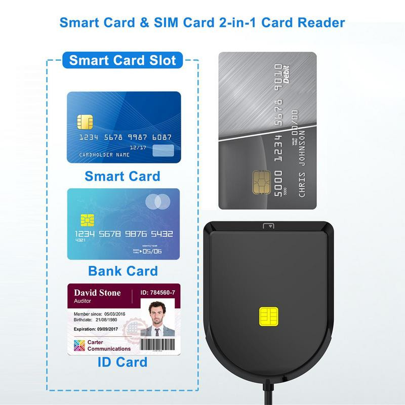 SIM kártya/IC bankchip kártyaolvasó kompatibilis a Windows IOS Linux DOD USB 2.0 Common Access CAC Smart Card olvasóval