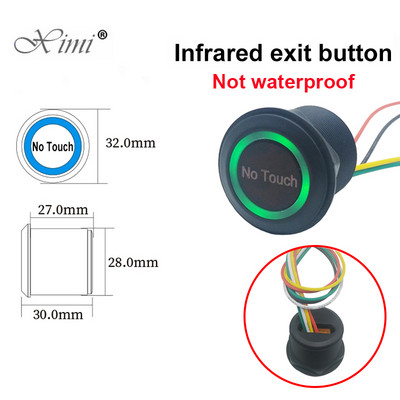 Ūdensizturīgs bezkontakta bezskāriena sensora izejas slēdzis indukcijas tipa atbrīvošanas izejas poga slēdža piekļuves kontrole DC12V/24V ar LED