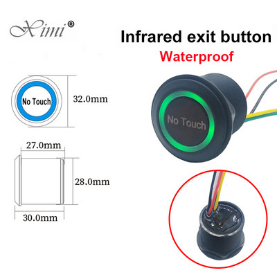 Ūdensizturīgs bezkontakta bezskāriena sensora izejas slēdzis indukcijas tipa atbrīvošanas izejas poga slēdža piekļuves kontrole DC12V/24V ar LED