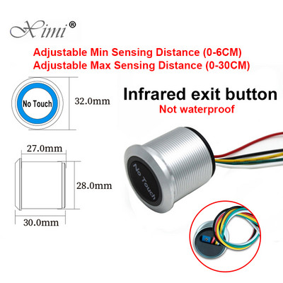 Ūdensizturīgs bezkontakta bezskāriena sensora izejas slēdzis indukcijas tipa atbrīvošanas izejas poga slēdža piekļuves kontrole DC12V/24V ar LED