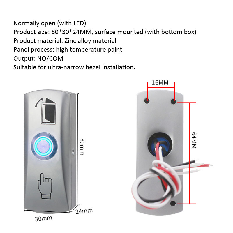 Durų išėjimo atleidimo mygtukas, cinko lydinio plokštės GATE stumdomas jungiklis, skirtas durų prieigos kontrolės sistemai atidaryti duris