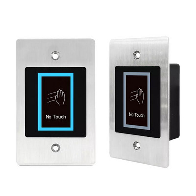 Metāla fona apgaismojuma infrasarkanā bezkontakta izejas atlaišanas slēdža poga bez pieskāriena slēdža IP54 ūdensizturīga vadu aizkaves piekļuves kontroles sistēma