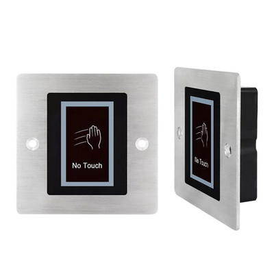 Metāla fona apgaismojuma infrasarkanā bezkontakta izejas atlaišanas slēdža poga bez pieskāriena slēdža IP54 ūdensizturīga vadu aizkaves piekļuves kontroles sistēma