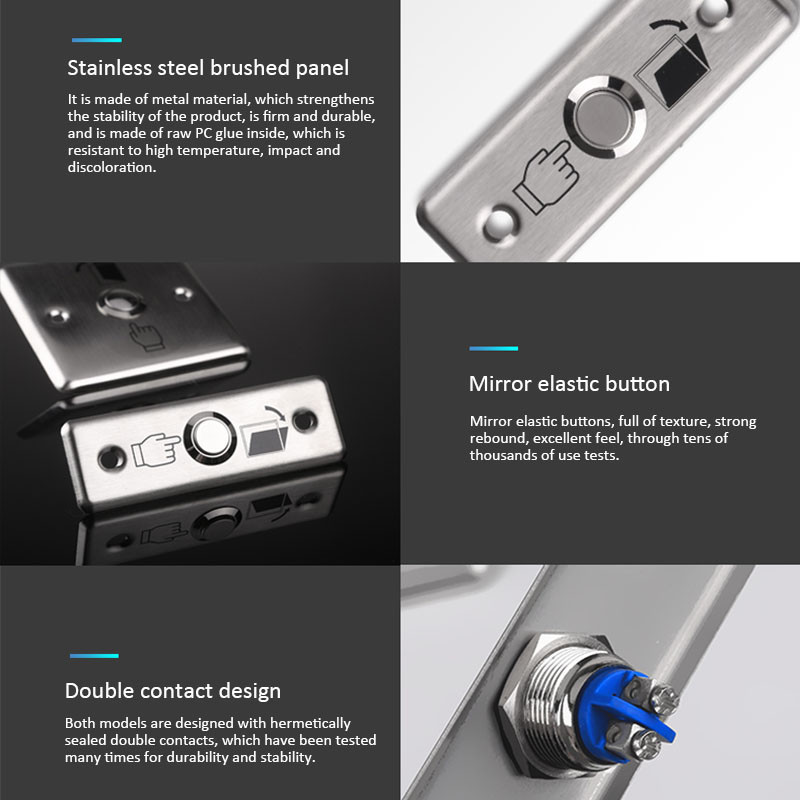 Gumb za izlaz od nehrđajućeg čelika Prekidač za otvaranje senzora vrata Otpuštanje za magnetsku bravu Kontrola pristupa Sigurnosna zaštita doma