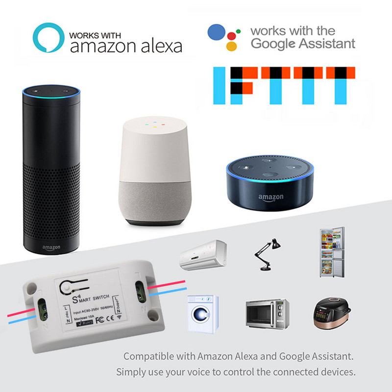 AC90~220V 10A WIFI viedais gaismas slēdzis Universālais slēdža taimeris Smart Life APP bezvadu tālvadības pults Alexa Google Home IFTTT