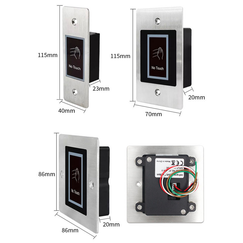 Ūdensizturīgs 10-24V bezkontakta durvju piekļuves kontrole Elektroniskās slēdzenes atbrīvošanas slēdzis IR bezkontakta infrasarkanais izejas poga bez pieskāriena