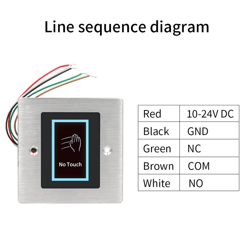 Ūdensizturīgs 10-24V bezkontakta durvju piekļuves kontrole Elektroniskās slēdzenes atbrīvošanas slēdzis IR bezkontakta infrasarkanais izejas poga bez pieskāriena
