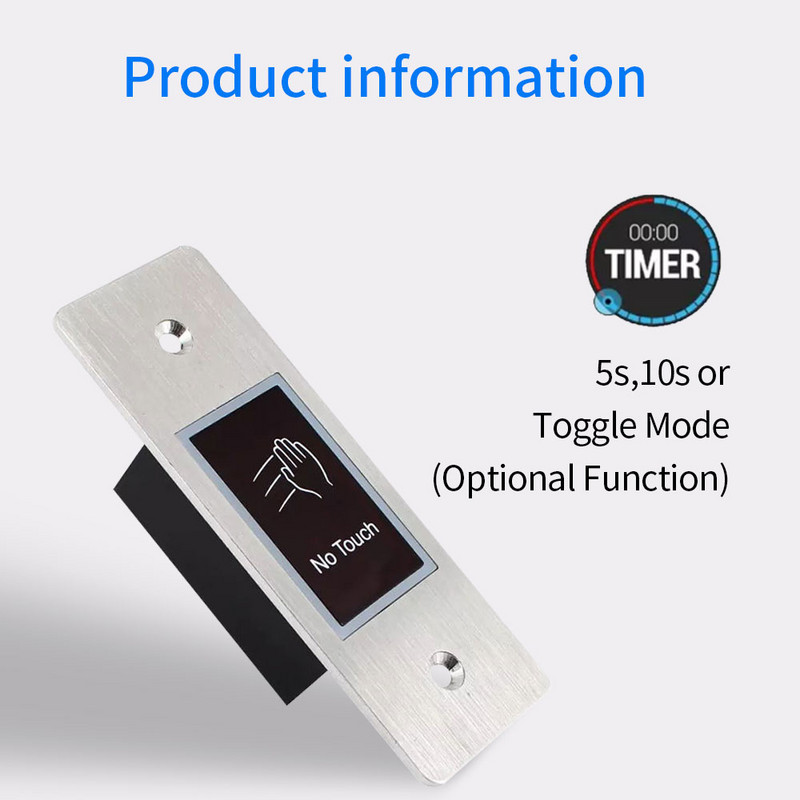 Ūdensizturīgs 10-24V bezkontakta durvju piekļuves kontrole Elektroniskās slēdzenes atbrīvošanas slēdzis IR bezkontakta infrasarkanais izejas poga bez pieskāriena