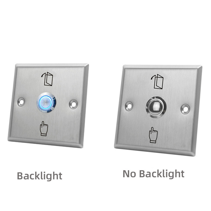 Háttérvilágítás, rozsdamentes acél kilépő gomb nyomókapcsoló DC 12V ajtó érzékelő nyitó kioldó gomb a beléptető rendszerhez
