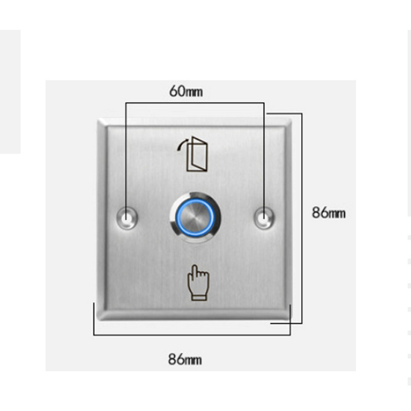 Háttérvilágítás, rozsdamentes acél kilépő gomb nyomókapcsoló DC 12V ajtó érzékelő nyitó kioldó gomb a beléptető rendszerhez