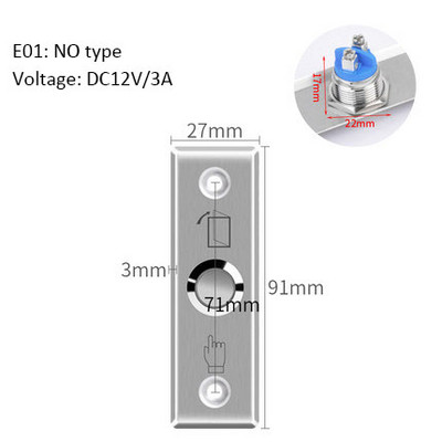 Radošās izejas pogas slēdža durvju nerūsējošā tērauda atvēršanas pogas piekļuves kontroles elektroniskajai vārtu slēdzenei