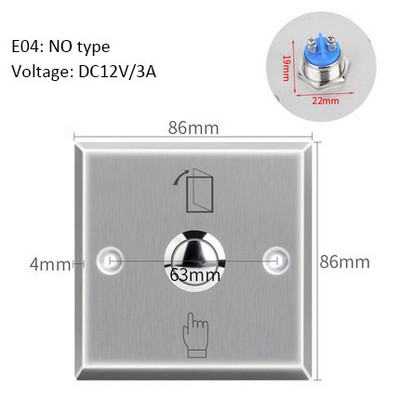 Radošās izejas pogas slēdža durvju nerūsējošā tērauda atvēršanas pogas piekļuves kontroles elektroniskajai vārtu slēdzenei