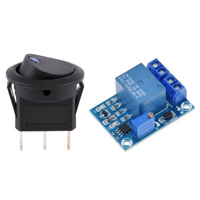 Invertor LED 12V comutator basculant ROUND SPST albastru cu modul de gestionare a subtensiunii bateriei YX-X0001 DC 12V