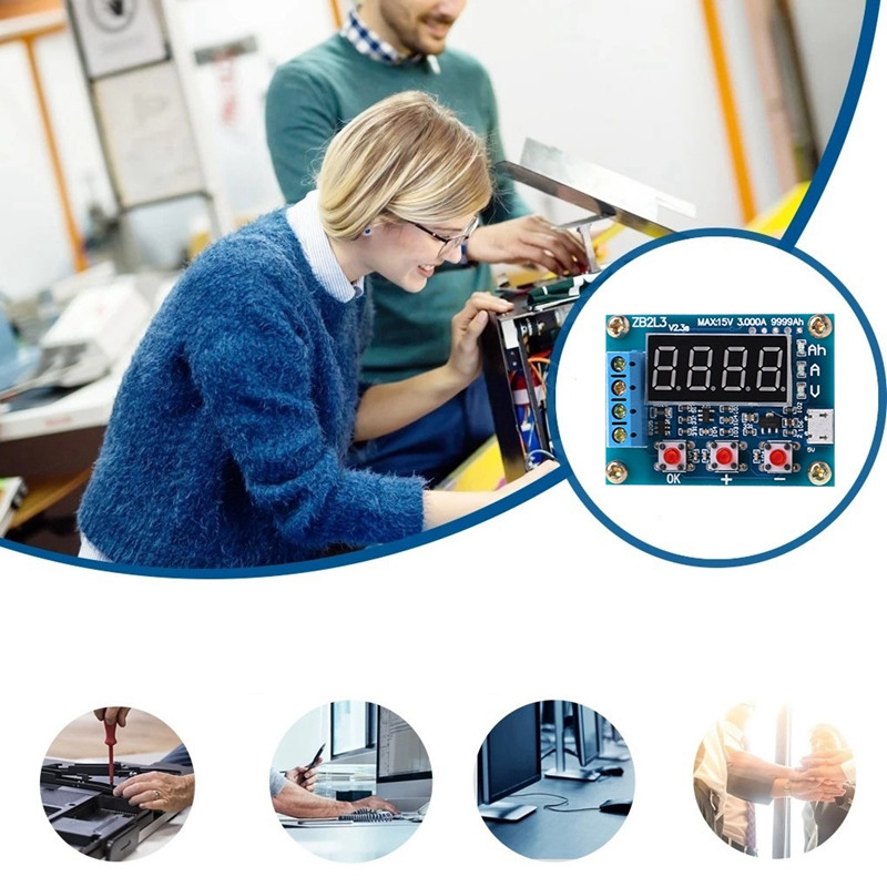 1 gab ZB2L3 Blue 18650 akumulatora testeris ārējās slodzes izlādes veids 1,2-12V akumulators 18650 vienādas ietilpības testeris