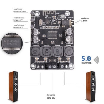 TPA3118 Πλακέτα ενισχυτή 45W DC 12V-28V Κλάση D Bluetooth Πλακέτα ενισχυτή Bluetooth 5.0