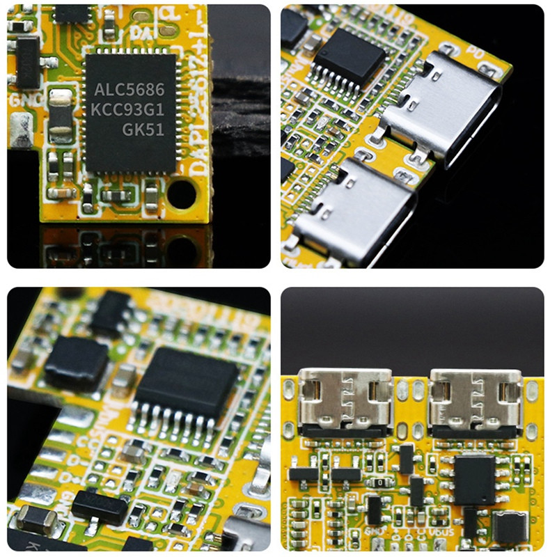 Kahe C-tüüpi digitaalse heliadapteri moodul ALC5686LED, lugude kuulamine ja laadimine, 2 in1 digitaalne heli dekodeerimisplaat