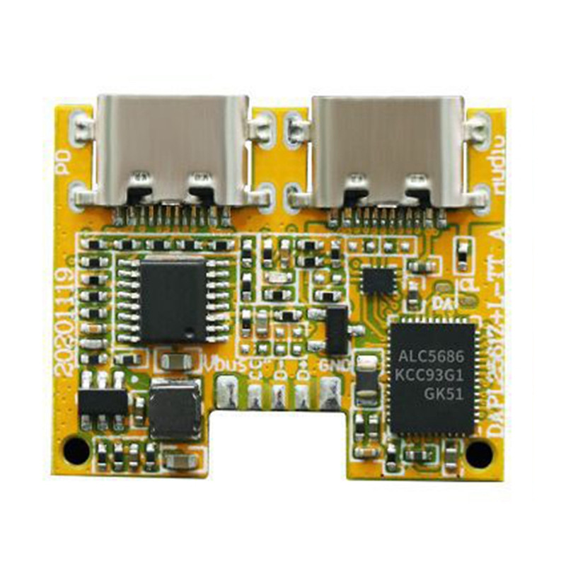 Kahe C-tüüpi digitaalse heliadapteri moodul ALC5686LED, lugude kuulamine ja laadimine, 2 in1 digitaalne heli dekodeerimisplaat