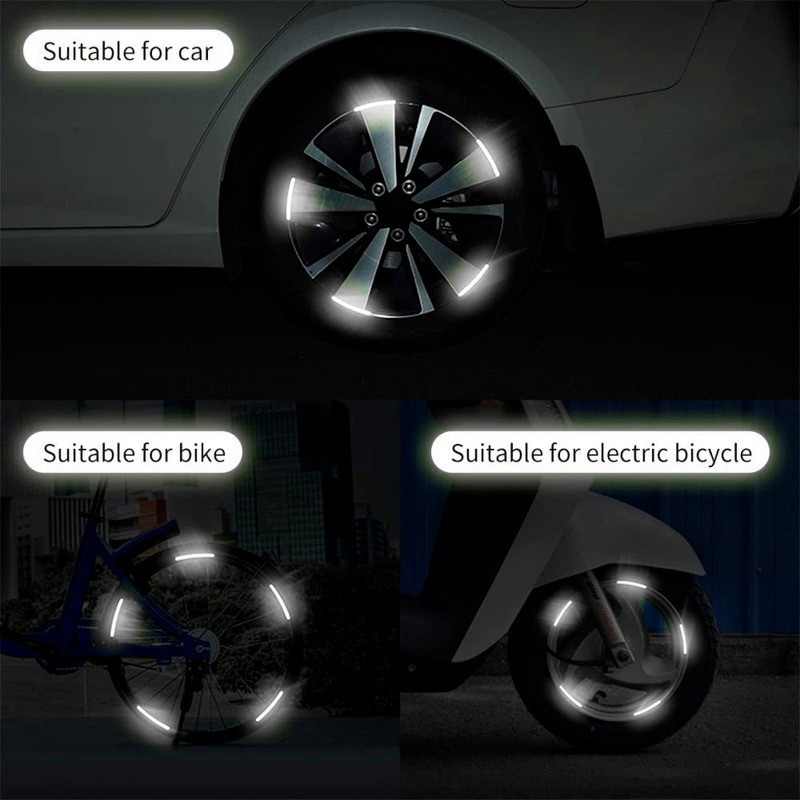 20/40 vnt Automobilių ratų šviesą atspindintys lipdukai padangų stebulės saugos įspėjamieji juostelės automobilių motociklo dviračio padangos stebulės stiliaus nakties atšvaito lipdukas