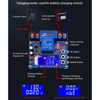 DC6-60V 30A Storage Battery Charging Module Protection Board Charger Time Switch LCD Οθόνη XY-CD63L