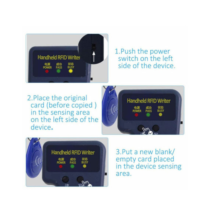 Rankinis 125KHz RFID dauginimo aparatas Kopijuoklis Rašytuvas Programuotojas Skaitytojas Raktai Kortelės Tinka RFID rašomiesiems kopijavimo aparatams Skaitytuvams Dauginimo aparatas