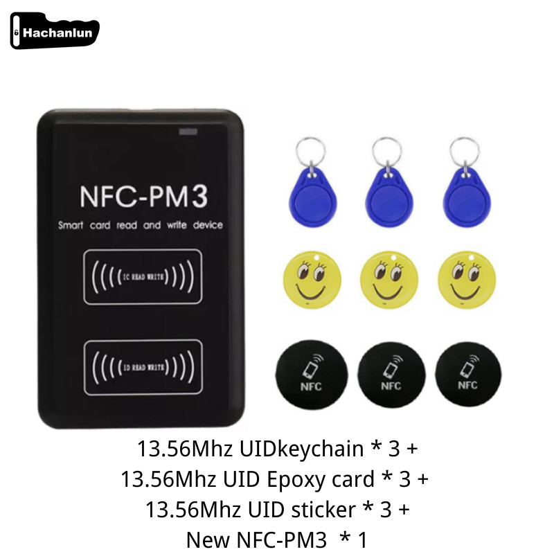 Jauns NFC-PM3 RFID šifrēšanas dekodēšanas lasītājs piekļuves kontroles IC/ID viedčipu karšu kopētājs 13,56 MHz rakstīšanas atslēgas emblēmas tagu kopētājs