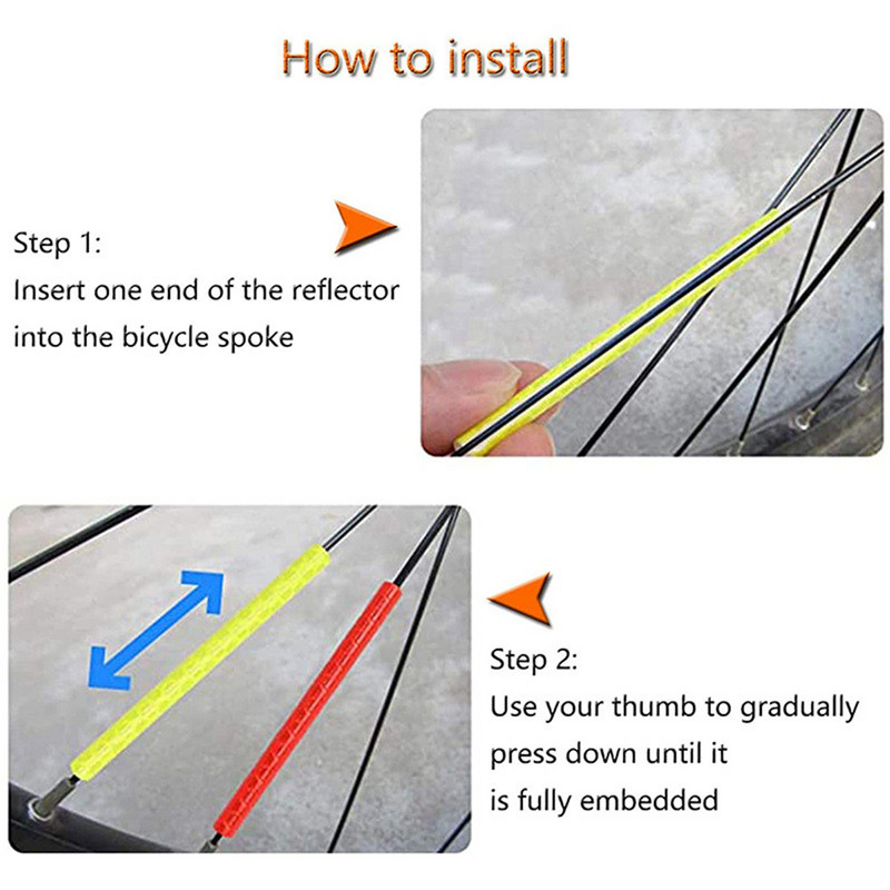 12vnt dviratį atspindintys lipdukai ratų stipinai vamzdeliai juostelė saugos įspėjamoji lemputė atšvaitas lauko dviračio žibintų priedai
