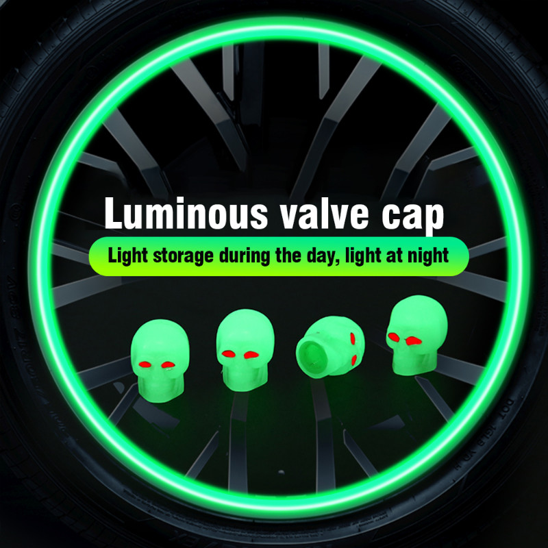 4vnt šviečiančių vožtuvų dangtelių fluorescencinių naktinių švytinčių automobilių motociklų dviračių dviračių ratų padangų stebulės šviečiančių vožtuvų koto dangtelių dekorai