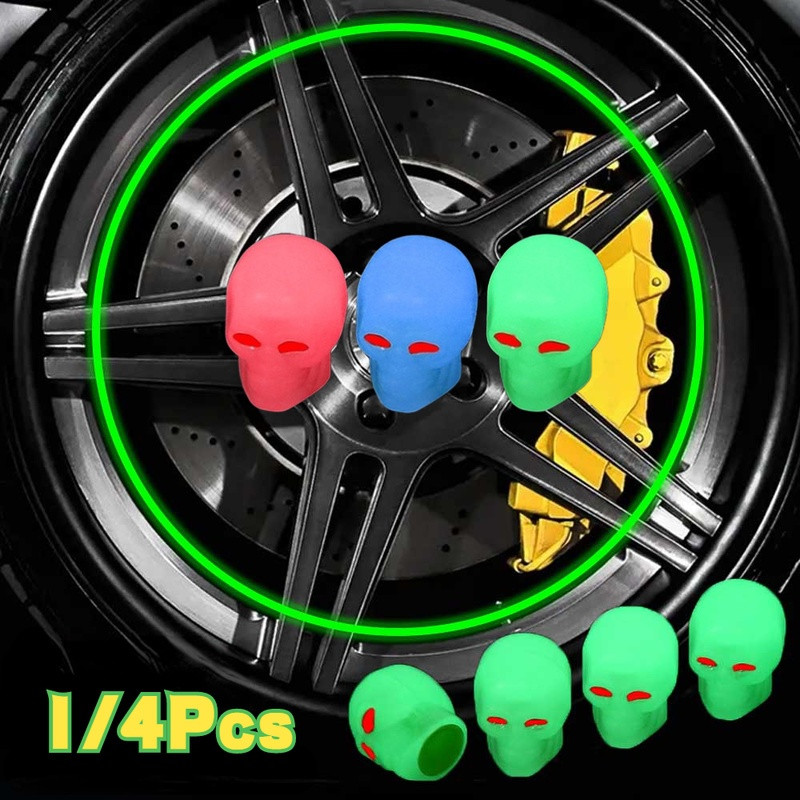 4vnt šviečiančių vožtuvų dangtelių fluorescencinių naktinių švytinčių automobilių motociklų dviračių dviračių ratų padangų stebulės šviečiančių vožtuvų koto dangtelių dekorai