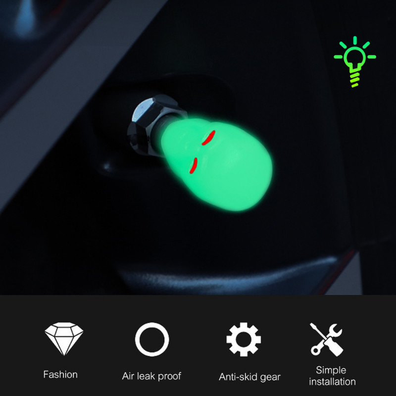 4vnt šviečiančių vožtuvų dangtelių fluorescencinių naktinių švytinčių automobilių motociklų dviračių dviračių ratų padangų stebulės šviečiančių vožtuvų koto dangtelių dekorai