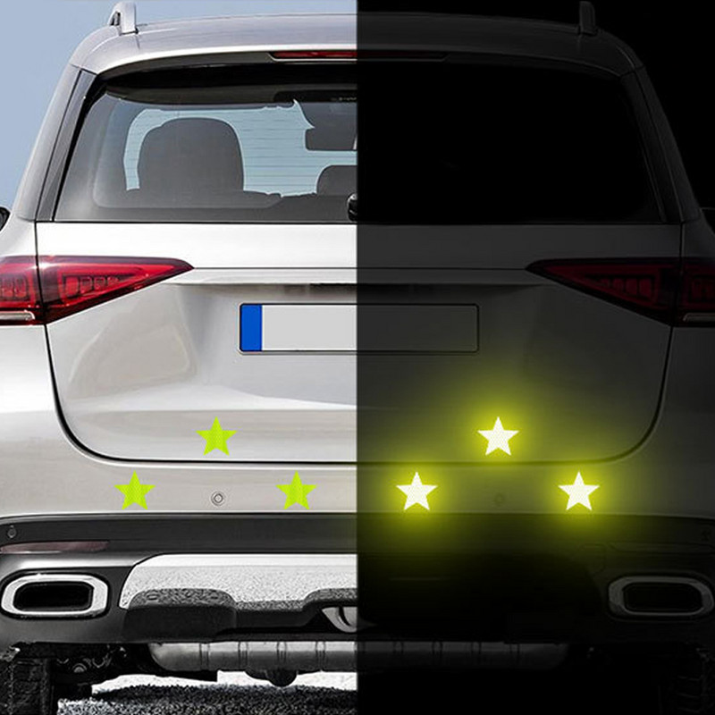 6 bucăți autocolant reflectorizant pentru mașină în formă de stea, avertizare de siguranță, vizibilitate pentru camion, remorcă, autocolant reflectorizant autoadeziv