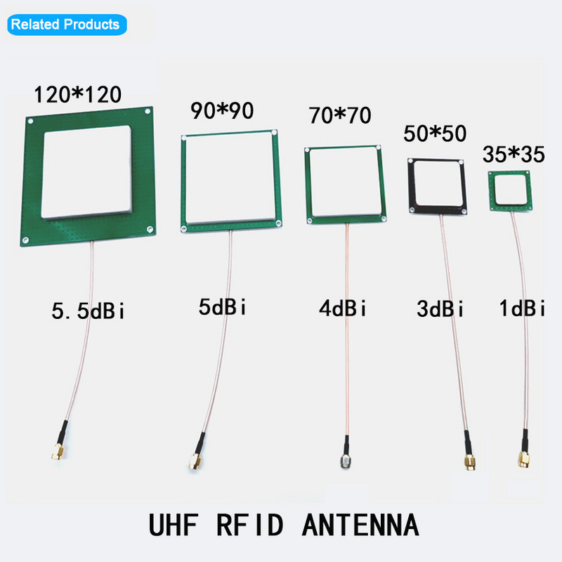 UHF RFID 5.5dbi 80*80mm 120x120mm PCB apskritos poliarizacijos keraminė antena su SMA MMCX IPEX TNC jungtimi skaitytuvo moduliui