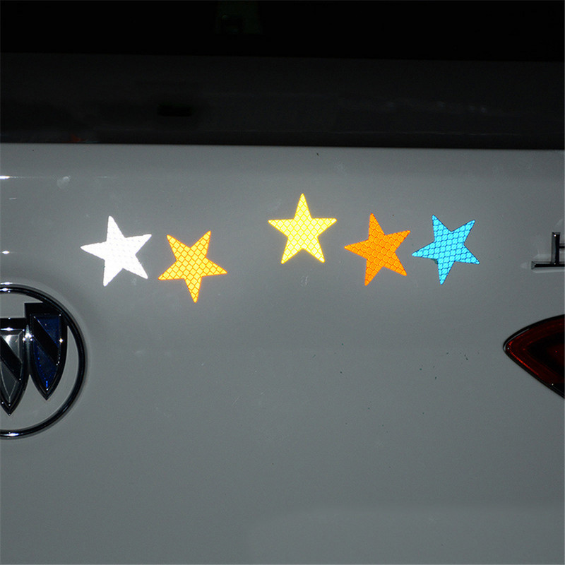 10 gab./komplektā Automašīnas uzlīme atstarojoša pentagrammas lente Brīdinājuma drošības uzlīme automašīnas bufera bagāžnieka atstarotāja bīstamības lentei automašīnas stilam