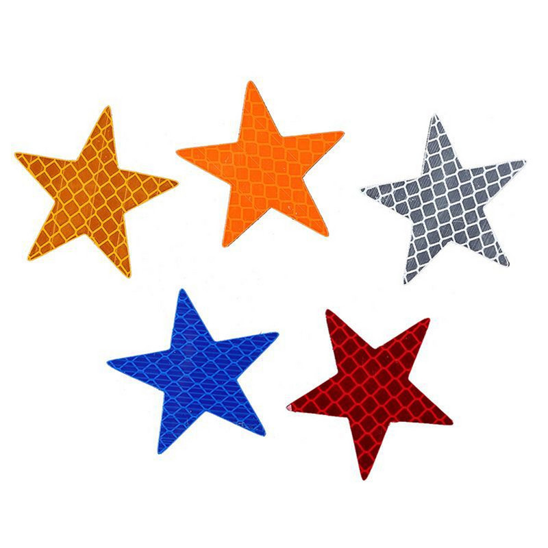 10 gab./komplektā Automašīnas uzlīme atstarojoša pentagrammas lente Brīdinājuma drošības uzlīme automašīnas bufera bagāžnieka atstarotāja bīstamības lentei automašīnas stilam