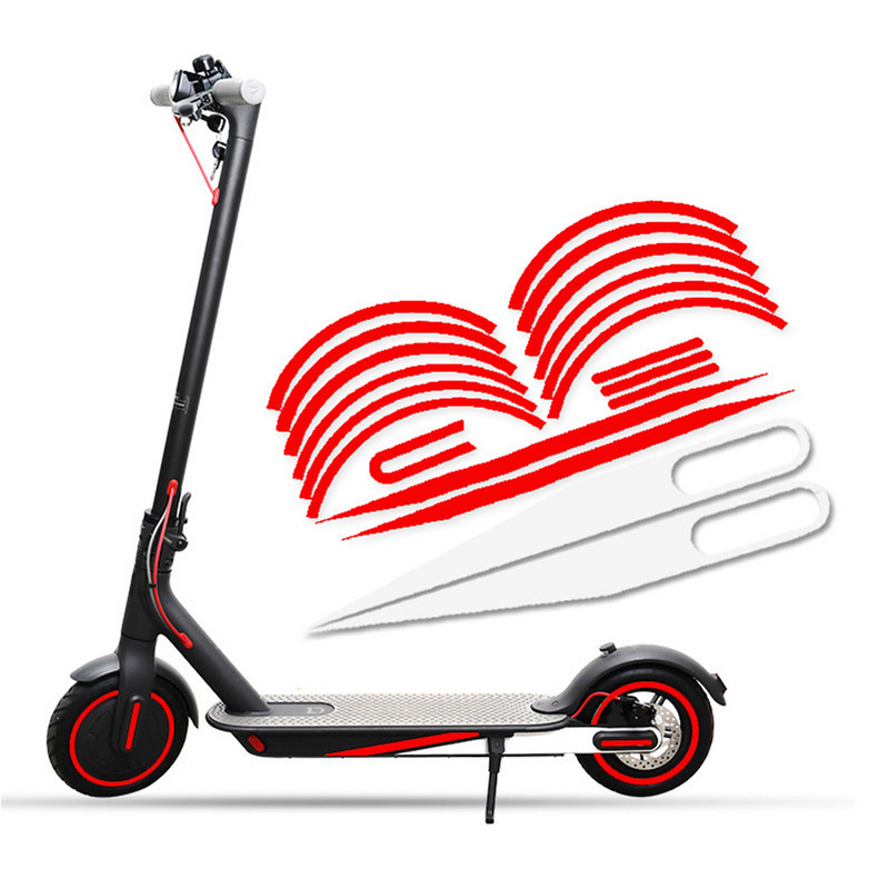 Nakts braukšanas atstarojoša brīdinājuma sloksne Xiaomi Mijia M365 motorollera uzlīmei, ūdensizturīga PVC skrejriteņa uzlīmei skrejriteņa atstarotāja lentes
