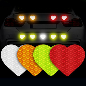 12 τμχ Προειδοποίηση νυχτερινής ασφάλειας Mark Decal Reflective Tape Καρδιά Αυτοκόλλητα υψηλής ανακλαστικότητας Εξωτερικό για φορτηγό αυτοκινήτου μοτοσικλέτα