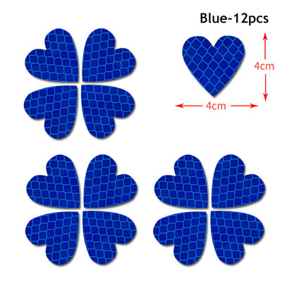 12Pcs Noćna sigurnosna oznaka upozorenja Decal Reflektirajuća traka Srce Visoko reflektirajuće naljepnice Auto Eksterijer za automobil Kamion Motocikl