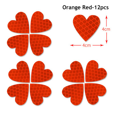 12Pcs Noćna sigurnosna oznaka upozorenja Decal Reflektirajuća traka Srce Visoko reflektirajuće naljepnice Auto Eksterijer za automobil Kamion Motocikl