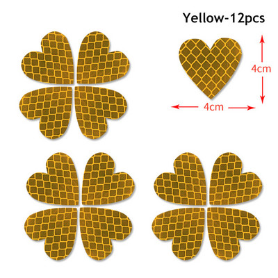 12Pcs Noćna sigurnosna oznaka upozorenja Decal Reflektirajuća traka Srce Visoko reflektirajuće naljepnice Auto Eksterijer za automobil Kamion Motocikl