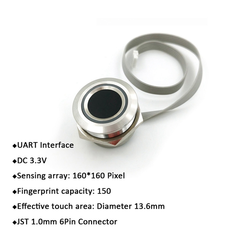 R503S RGB gredzena LED vadības DC3.3V MX1.0-6Pin 150 ietilpības kapacitatīvā pirkstu nospiedumu moduļa sensora skeneris