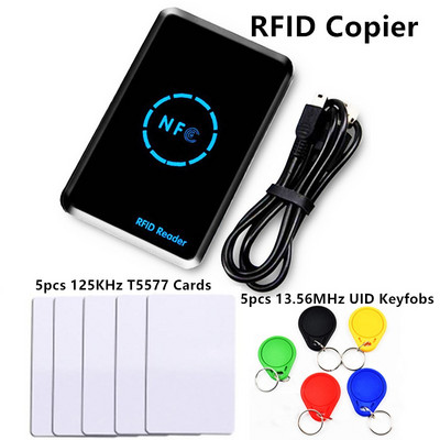 NFC viedkaršu lasītājs rakstītājs RFID kopētājs/kopētājs 125KHz 13,56MHz USB programmētājs Atslēgu piekariņi Kartes ID IC EM UID EM4305 T5577 Tag