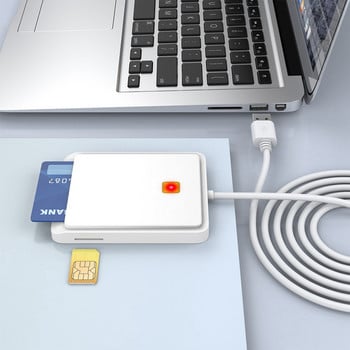 Smart Card Reader SIM Card Reader Σχεδιασμός διπλής υποδοχής καρτών για Windows Linux, Λευκό