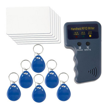 Ръчен 125KHz RFID дубликатор Копирна машина Комплект за записване Програматор Четец EM4305 T5577 Презаписваем + 5 записваеми етикета Комплект
