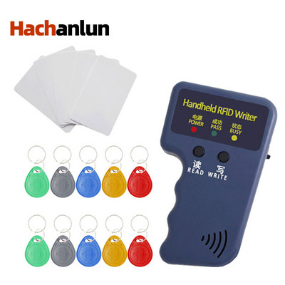 Rokas 125KHz RFID kopētāja kopētāja rakstīšanas komplekts programmētājs lasītājs EM4305 T5577 atkārtoti ierakstāms + 5 ierakstāmu tagu komplekts