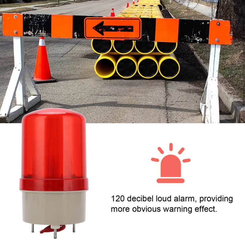 LED brīdinājuma strobo gaisma 120dB skaņas signalizācijas drošības lampa ceļu satiksmes barikāžu darbnīcām